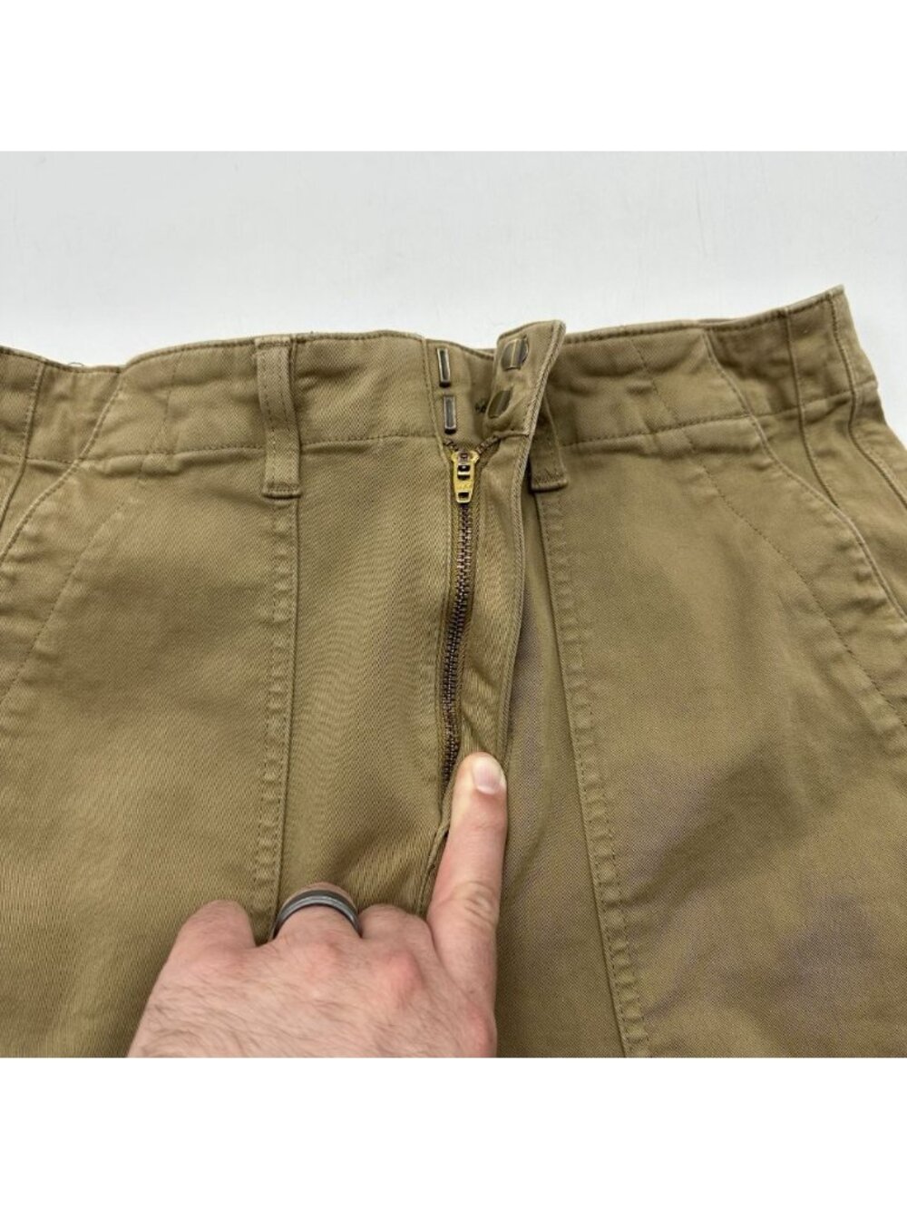 Pistola Women's Size 29 Khaki Stretch High Rise Wide Leg Cuffed Utility Pants - Picture 4 of 11